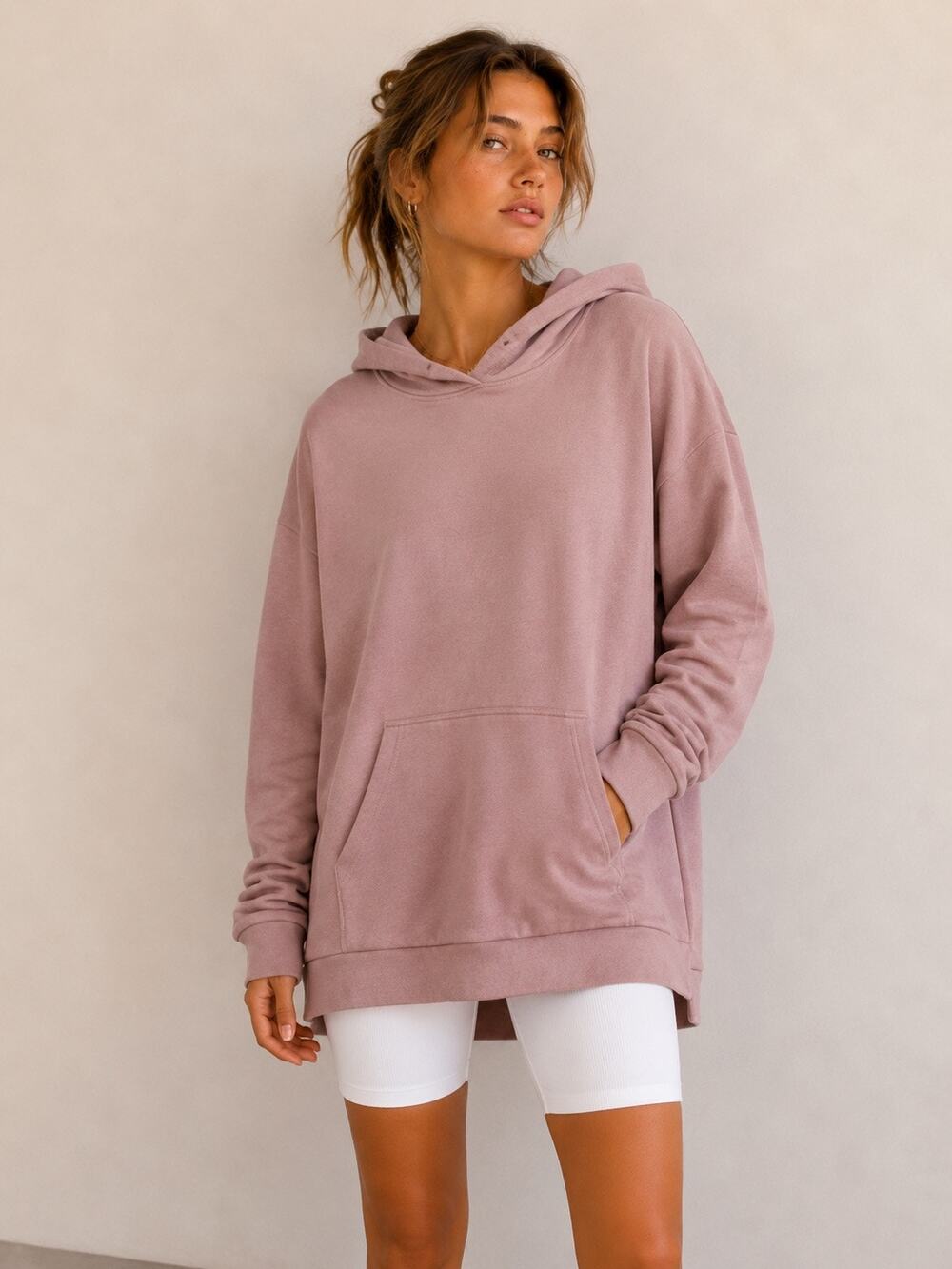 Beyond Yoga Go Getter Oversized Hoodie Mauve Pink NWT Minimalist Athleisure M